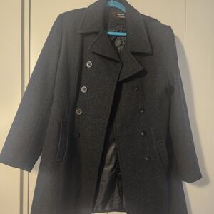 Black Double-Breasted Wool Coat
